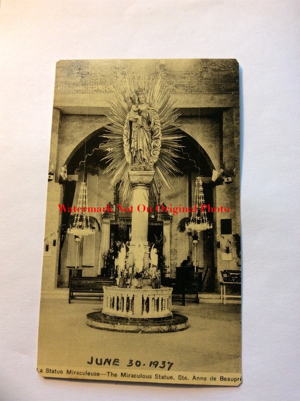 Antique Photogelatine Engraving Ste. Anne De Beaupre Basilica Quebec Canada 1937