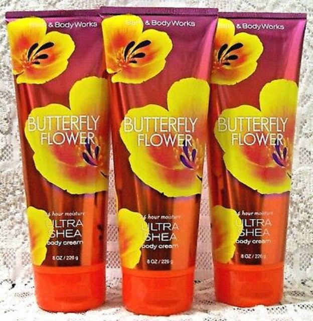 RETIRED Bath & Body Works BUTTERFLY FLOWER Body Cream x 3FREE PRIORITY