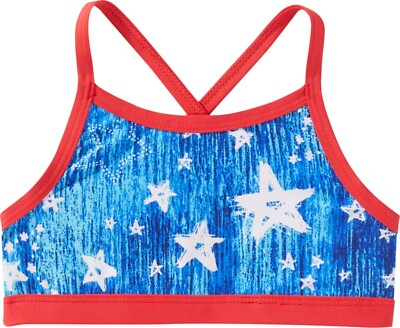 NWT TYR Girls' S (6/6X) Twinkle Trinity Bikini Top UPF 50+ Blue White Red New
