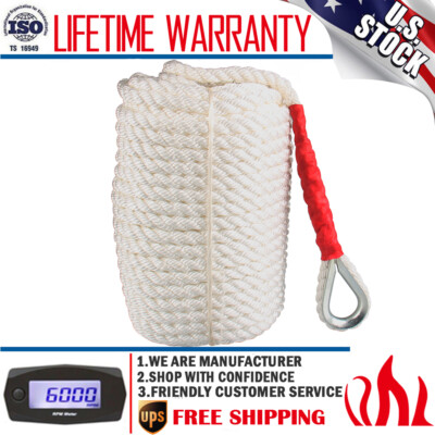3/4''x 200' Heavy Duty Twisted Three Strand Nylon Anchor Rope Boat Line 12592 LBS