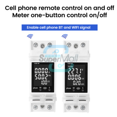 DIN Rail Multi-Function Tester Digital Voltage Current Power Meter AC85~265V 63A