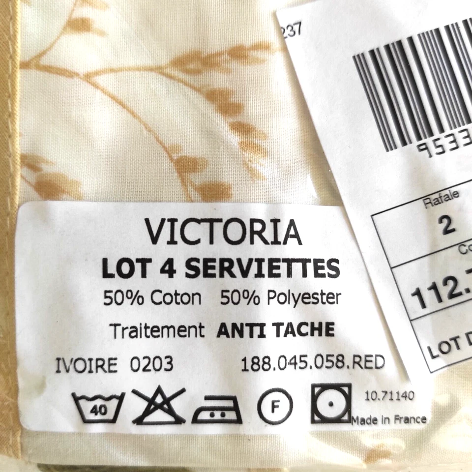 serviettes NEUVES de Anne de Solène modèle VICTORIA sous emballage 1 lot de 4 - Photo 2/4