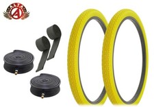 ALTA BICYCLE WIRE BEAD CRUISER TIRES 26x2.125 YELLOW HEAVY DUTY DIAMOND 6pc SET.