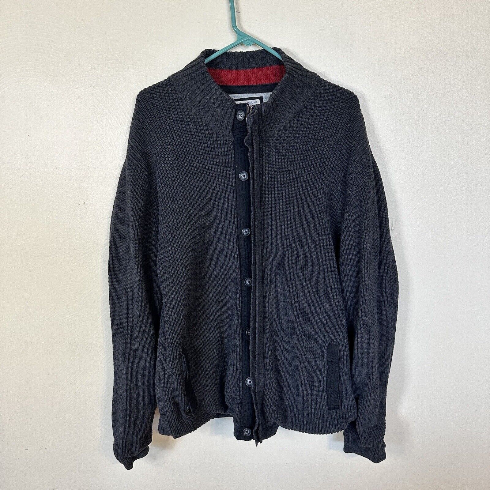 Carbon 2 Cobalt Mens Dark Grey Cadigan Sweater XL… - image 2