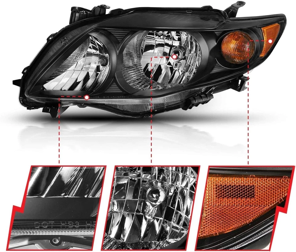 Faros de carcasa negros para Toyota Corolla S/XRS 2009-2010 09-10 Foto 3 de 4