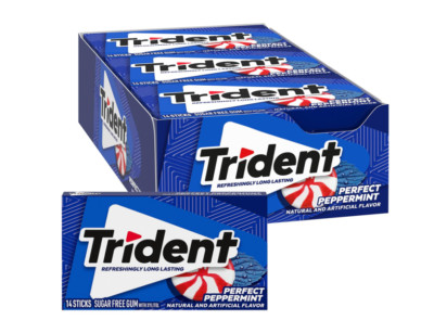 Trident Perfect Peppermint Sugar Free Gum, 12 Packs of 14 Pieces