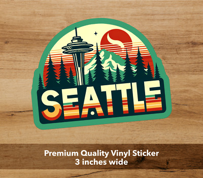 Seattle City Space Needle Mount Rainier Premium Vinyl Decal Sticker 3 inches