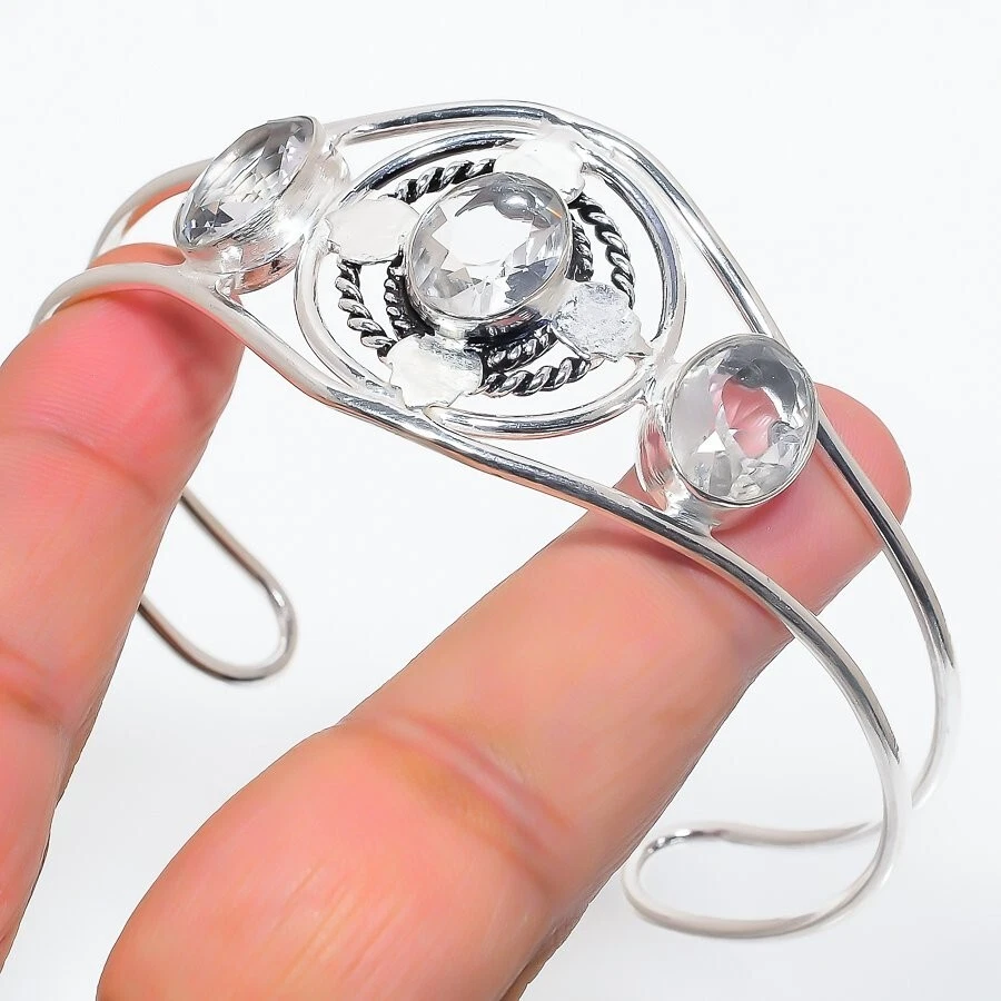 VALENTINO Bracciale gioiello argento sterling 925 pietra preziosa topazio bianco regolabile