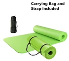 Green All Purpose Exercise Mat Thick Non Slip Gym Yoga Pilates Fitness Bag Strap