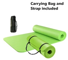 Green All Purpose Exercise Mat Thick Non Slip Gym Yoga Pilates Fitness Bag Strap