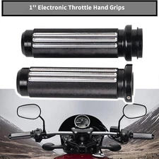 Black 1" CNC Handlebar Electronic Throttle Hand Grips Fit For Harley Touring FLH