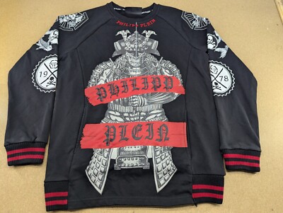 Philipp Plein Samurai Skeleton Herren Fix Sweatshirt Größe M Rundhals Schwarz