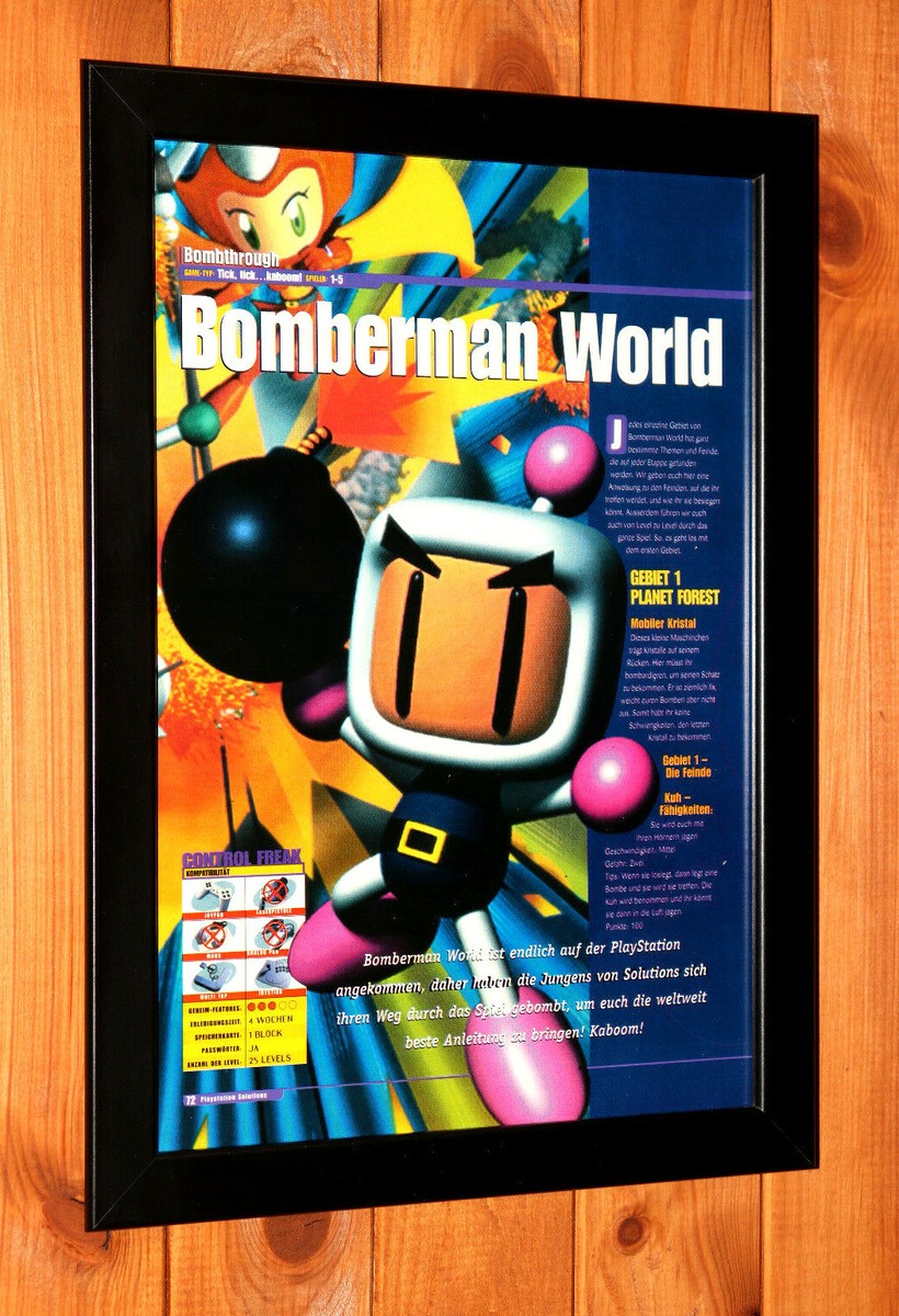 Bomberman World PlayStation PS1 Old Promo Rare Small Poster / Ad 