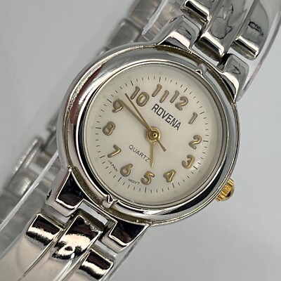 Vintage Rovena Women's Watch Silver Tone Gold Tone Numbers NEW BATTERY - RARE!