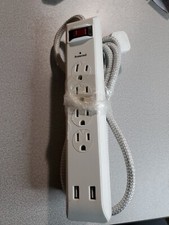 GE 4-Grounded Outlet Surge Protector w/ 2 USB 2.1 Amp, 4 ft. White