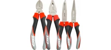 Pliers Set 4 Piece Combination Long Nose/Curved Side Cutter Soft Grip Universal