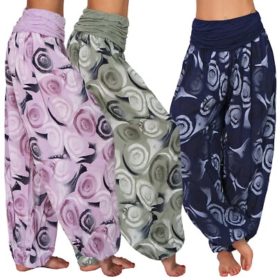MARKENLOS Hose Harem Aladin Sommer Kreis Kringel Strand Ali Baba Pumphose Pluder Urlaub