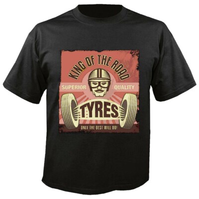 T-Shirt KING OF THE ROAD REIFEN RENNFAHRER PILOT HOT ROD US CAR MUCLE CAR V8