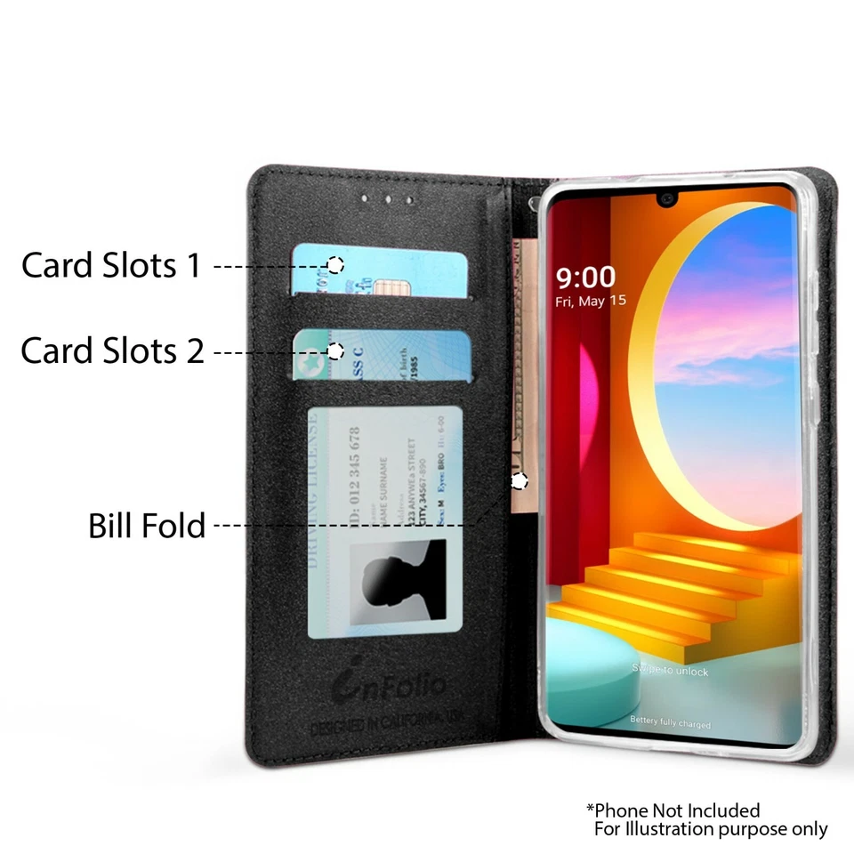 FUNDA BILLETERA ROSA INFINITIES LOVE NEGRA PARA APPLE IPHONE 12/12 PRO 6.1" Foto 2 de 3