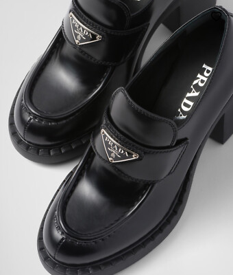 NEW BOXED Prada Leather Heel Platform Loafer Size 41 US 11 NOT AVAILABLE ON LINE