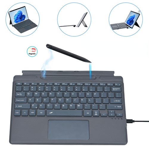For Microsoft Surface Pro 11 10 9 8 7 6 5 4 X Rechargeable Detachable Keyboard - Picture 6 of 24