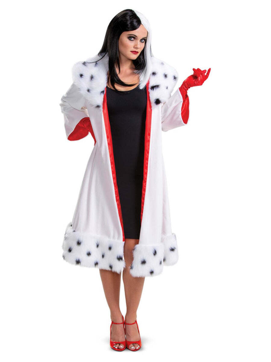 Disney Villains Cruella Classic Costume Adult Coat Gloves Disney Villains Cruella Classic Costume Adult Coat Gloves