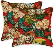 Pillow Covers 18x18 Inch Decorative Pillow Case red background-Chiang Mai Dra...