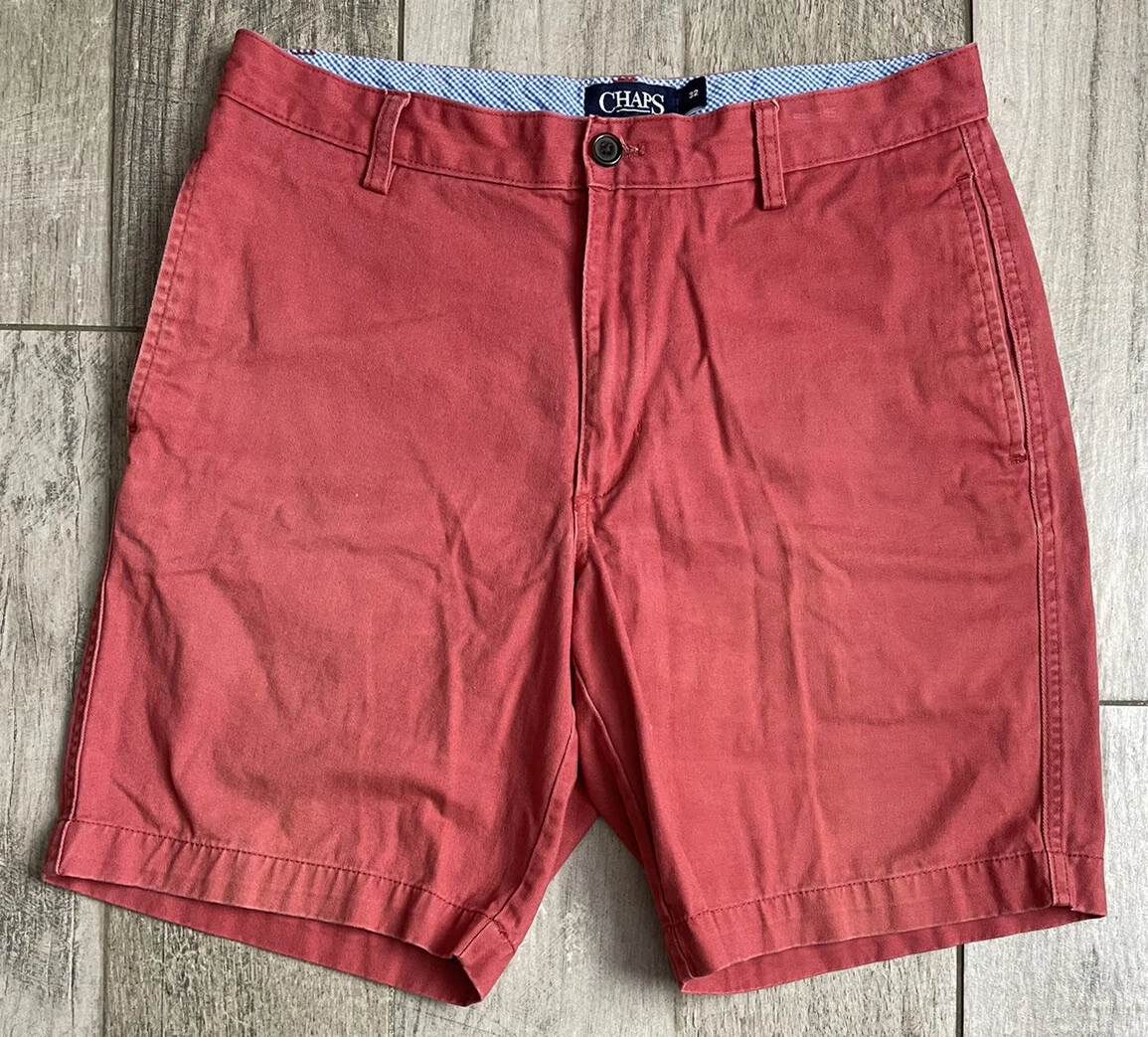 Chaps Casual Chino Shorts Mens Size 32 Flat Front Salmon Pink Fast Free Shipping