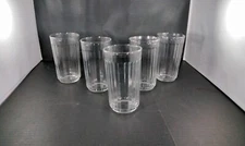 Set 5 Vintage Crisa Libbey Ribbled Tumblers Ice Tea  Glasses Clear 5 3/4" Heavy