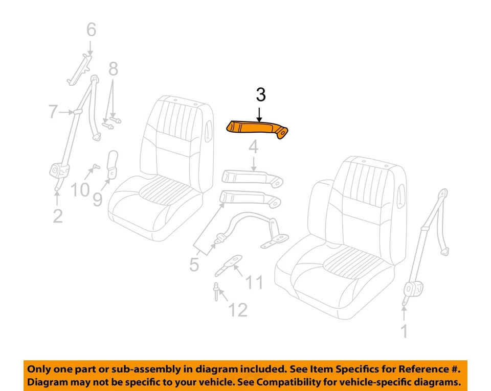 Used Front Left Seat Belt Front fits: 2003 Chevrolet Impala bucket and bench dri - Изображение 3 из 4