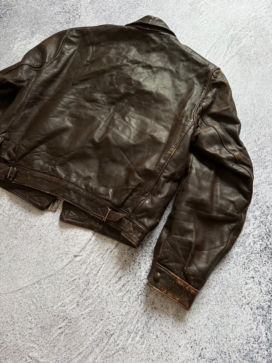 40's WWⅡ French CJF LeatherCyclistJacket 40's] WWⅡ French CJF Leather Cyclist Jacket