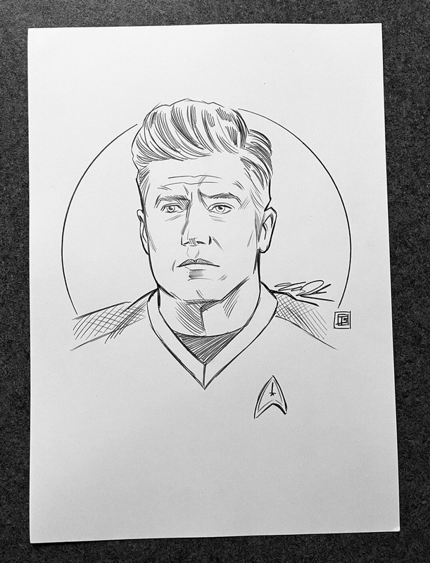 Star Trek Captain Christopher Pike Anson Mount PENCIL SKETCH by Tim Shinn