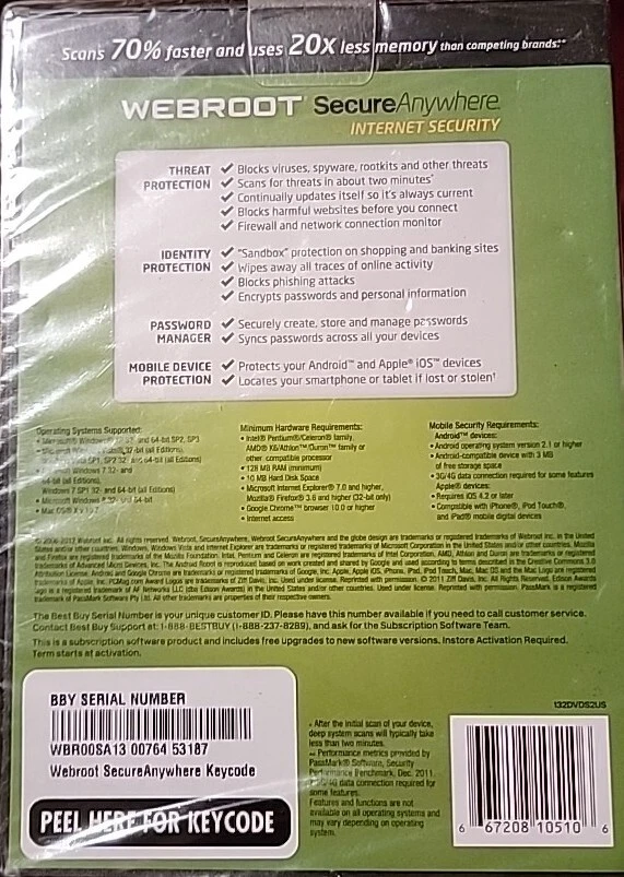 Webroot Secure Anywhere Internet Security Complete 2013 Sealed - Image 2 of 2