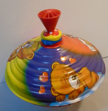 LBZ Western Germany Tin Top Baby Bear Colorful 8" Tall 7.25 Across VTG FREE SHIP
