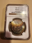 1885 Morgan Silver Dollar PCGS MS63 Stunning Rainbow Toning