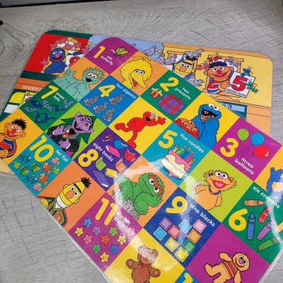 Sesame Street Activity Placemats Double Sided Laminated Y2K 2002 EXCELLENT 17x12