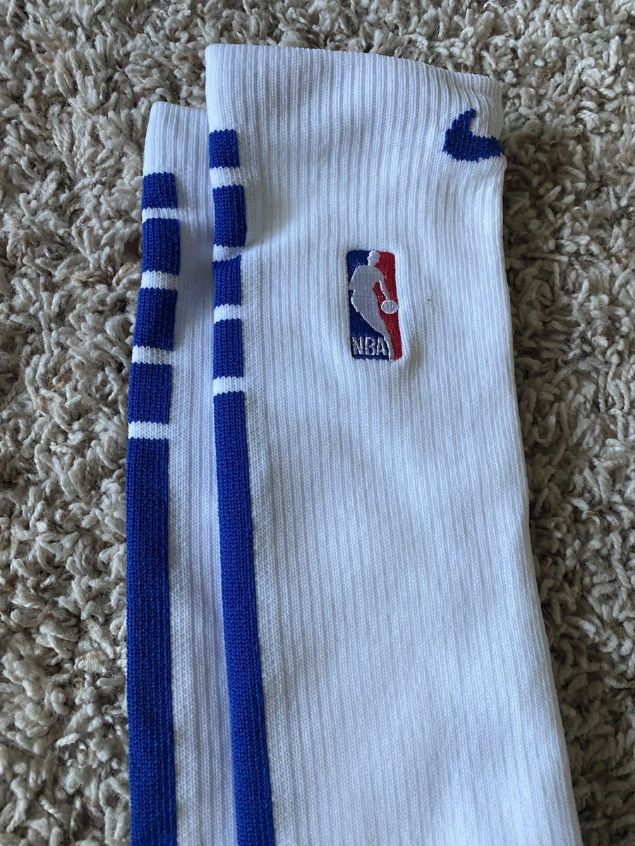 Nike NBA Authentic L Knee Socks White Blue Power Player Team