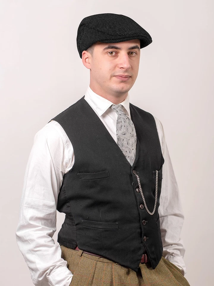 3 Pieces Men's Herringbone Flat Newsboy Hat Tweed Newsboy Cap Cabbie Driving ... - Imagem 4 de 4