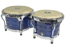 5d2 Profesional Wood Bongo 7-1/4” & 8-5/8” Heads - BLUE/Chrome Hardware -w/Bag
