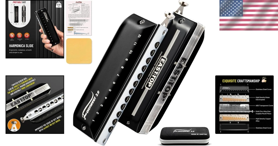 Modern Chromatic Harmonica - Stable Covers & Easy Assembly - Image 2 of 4