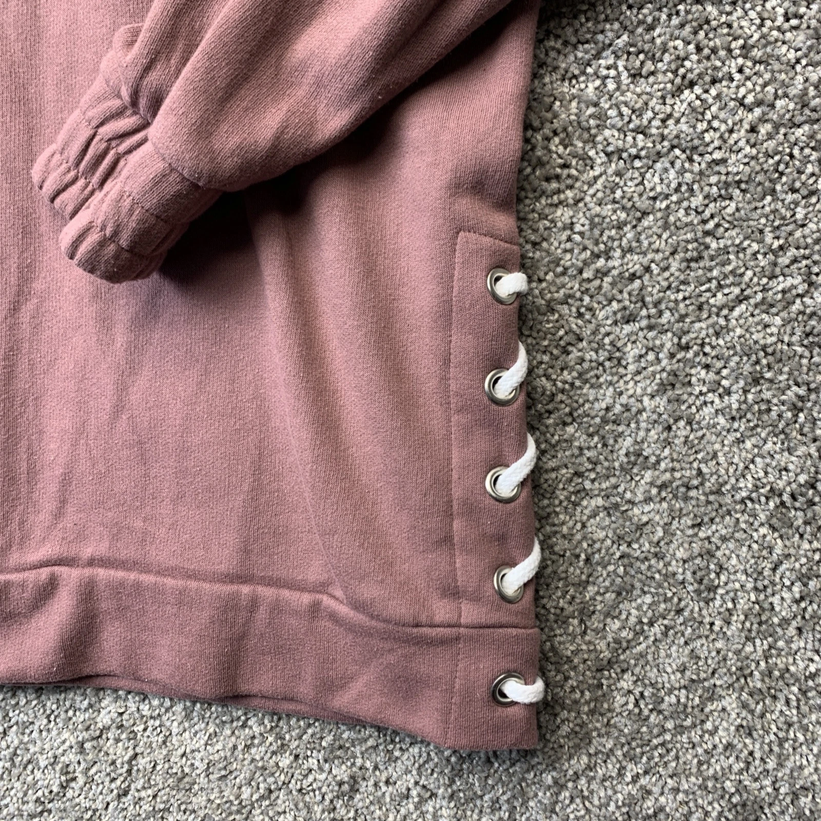 victoria-secret-vs slouchy graphic lace up quarter half zip sweatshirt