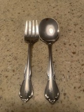 Oneida Oneidacraft CHATEAU Baby Fork Spoon Set Infant Toddler Stainless Flatware