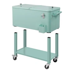 Warm Outdoor 80 Quart Rolling Cooler With Wheels,Separabled Up And Down