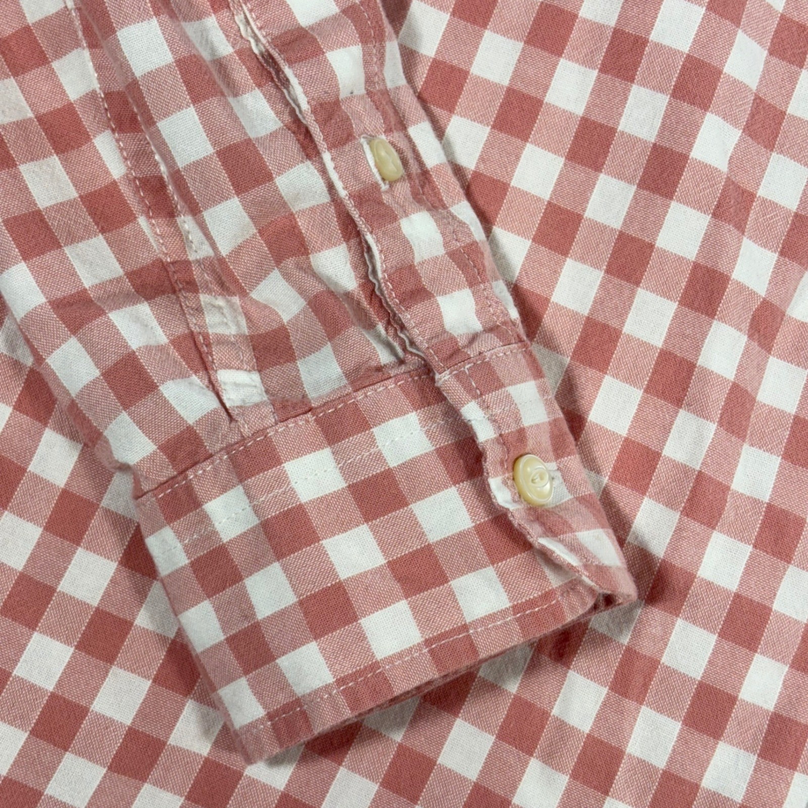 Lauren Jeans Co Ralph Lauren Womens Gingham Popover Half Button Shirt Pink Sz M thumbnail 6