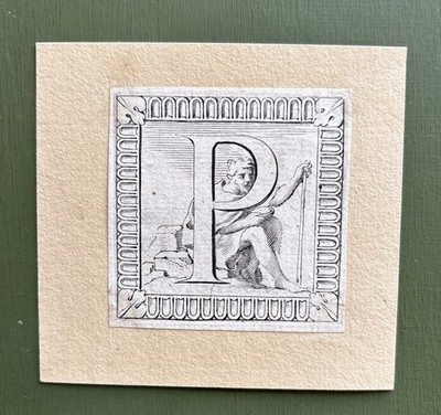 Antiker Kupferstich 1640 von Claude Mellan dekorativer Anfangsbuchstabe P
