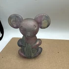 Vintage Fenton Nouveau Art Glass Figurine Mouse Satin Rueven Hand Painted 4”