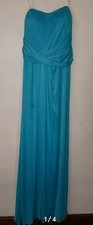 Davids Bridal Malibu Blue Long one shoulder formal dress Size 8