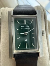 Vintage 1970s BULOVA  Accutron Green Dial Women's Watch