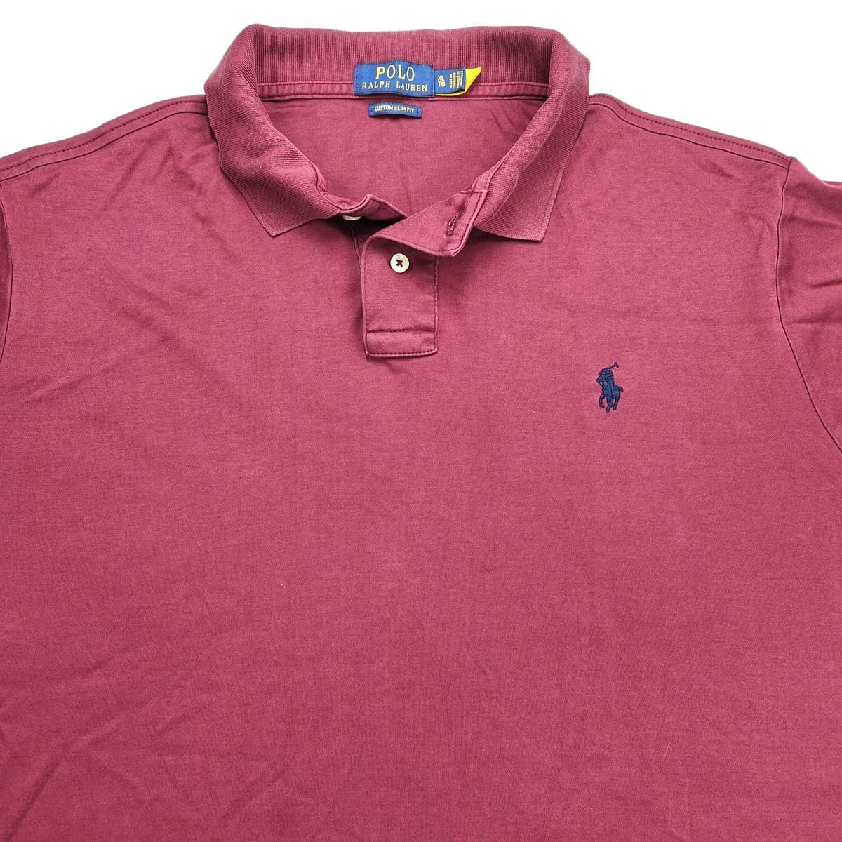 Polo Ralph Lauren Polo Shirt Mens XL Maroon Custom Slim Fit Cotton Logo Casual