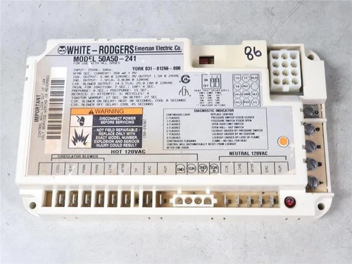 White Rodgers 50A50-241 Furnace Control Circuit Board YORK 031-01266-000 #86